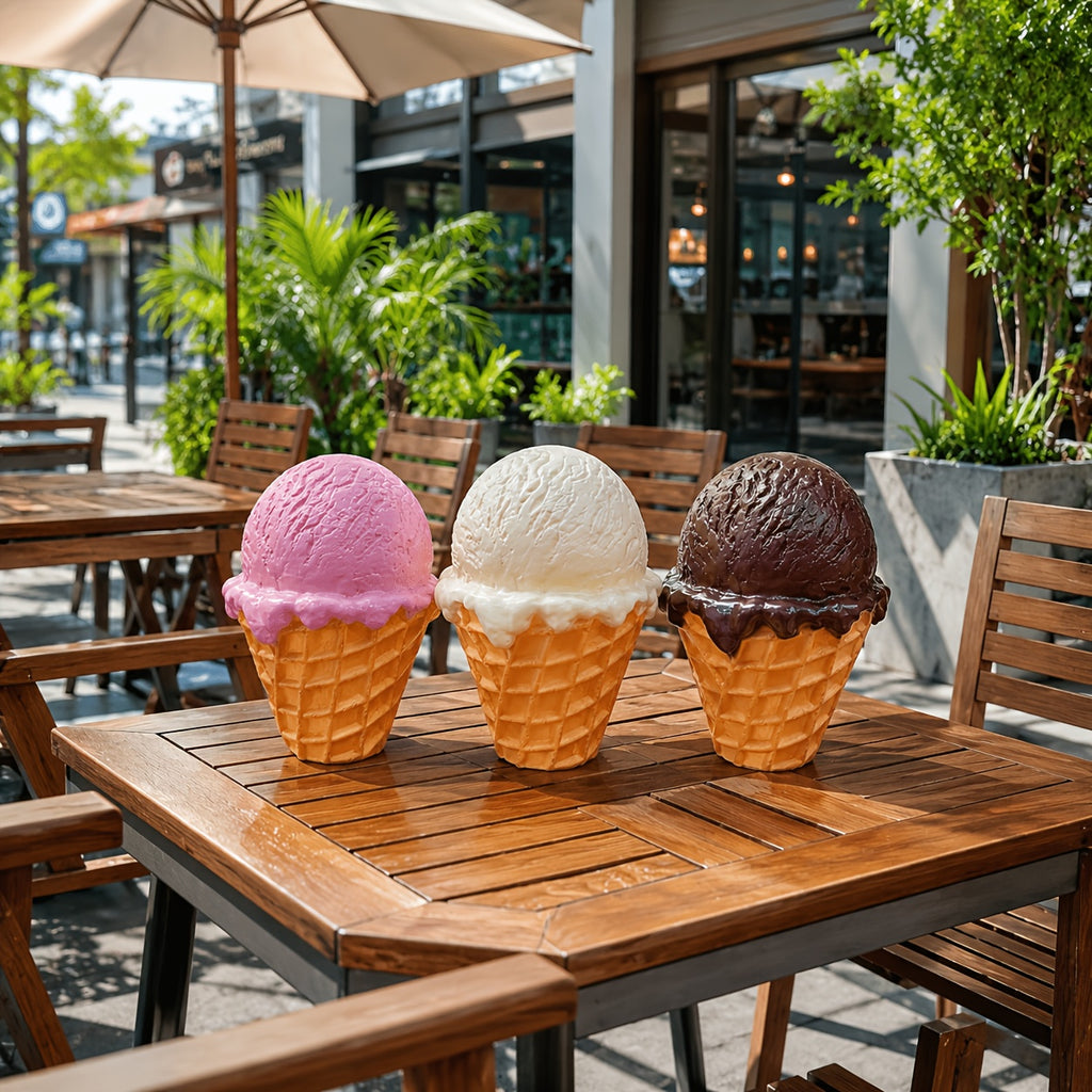 Cornet de glace factice 28 cm — décor de vitrine à pièces