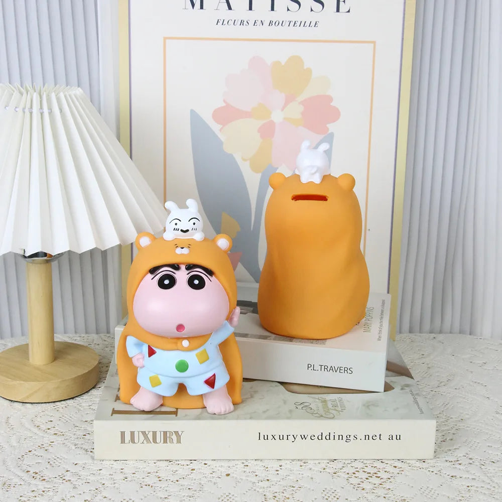 Tirelire figurine enfant en capuche d'animal pour bureau