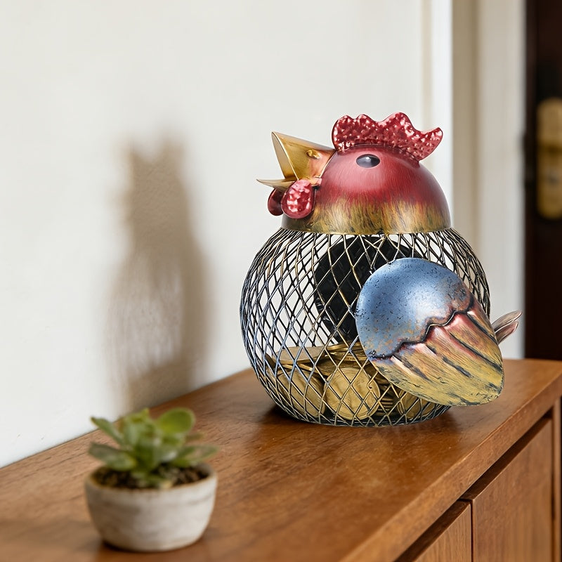 1 pice Tirelire Bote  Pices Coq Tirelire en Mtal Ornement Animal Coq Rtro Ornement Cratif Ornement en Fer Artisanal Dcoration dIntrieur Cadeau pour Amis Amateurs de Coqs Cadeaux de Rentre Scolaire Cadeaux de Crmaillre Cadeau dAnniv