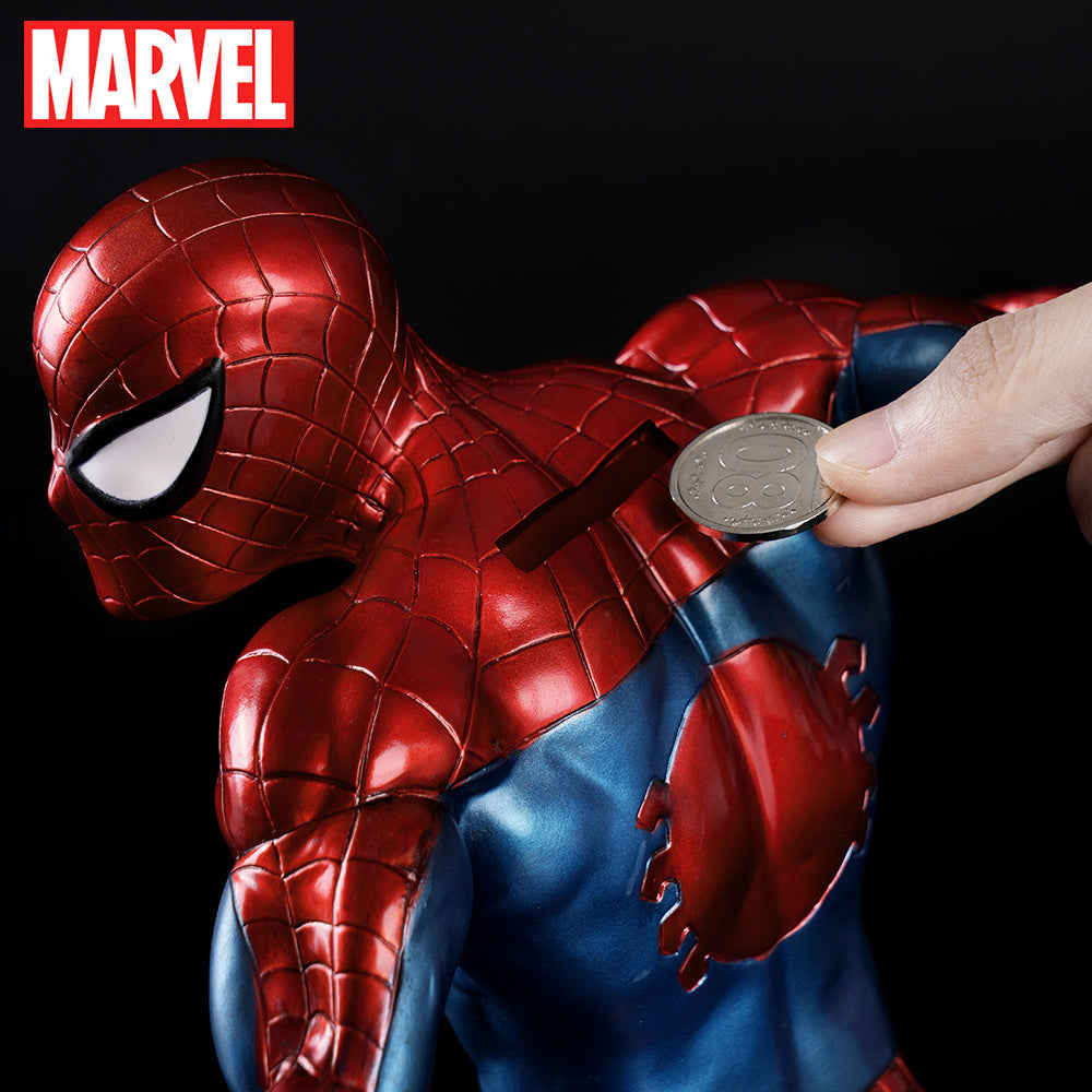 1pc Marvel Officiellement Licenci Spider Man PVC Bust Banque Style Raliste Pot dpargne PVC Bust Bote dArgent Super Hros Periphrique Objet de Collection Chambre de Travail Table de Chevet Prsentoir Joli Caisse dArgent Cadeau Figurines de Collecti