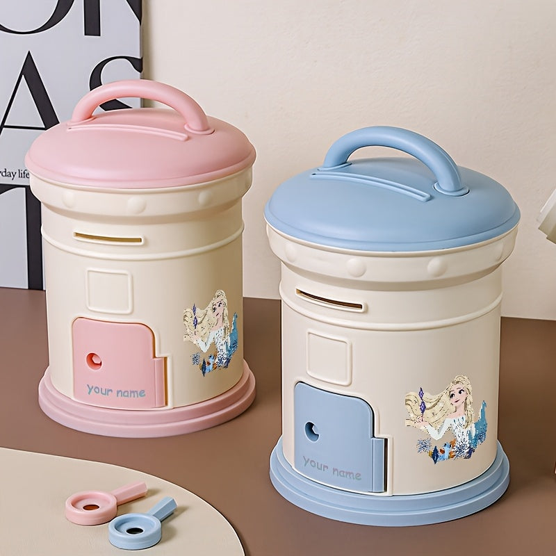 Bote de rangement Disney personnalisable avec texte style Elsa Anna plusieurs couleurs disponibles objet de rangement nom personnalis cadeau danniversaire grande capacit multifonctionnelle avec cls au fond tirelire de haute valeur dcoration