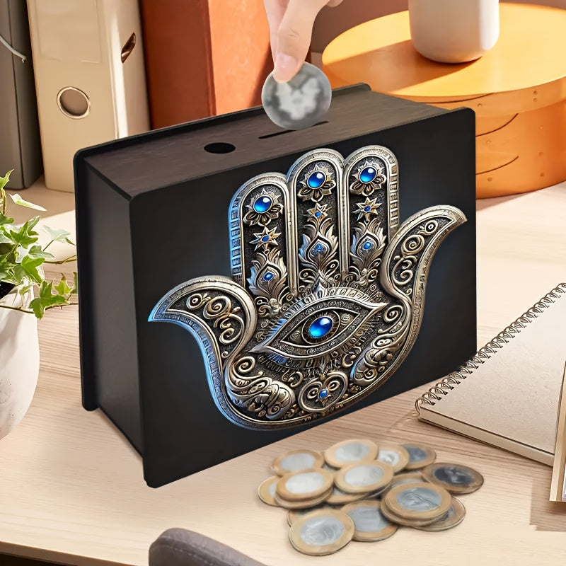 Tirelire en bois artisanale sur le thme des mandalas  Design nid douillet  la lumire des bougies  Bote de rangement rutilisable pour largent marron fonc  Idale pour la dcoration de la maison du bureau et les cadeaux de mariage  Parfaite pour