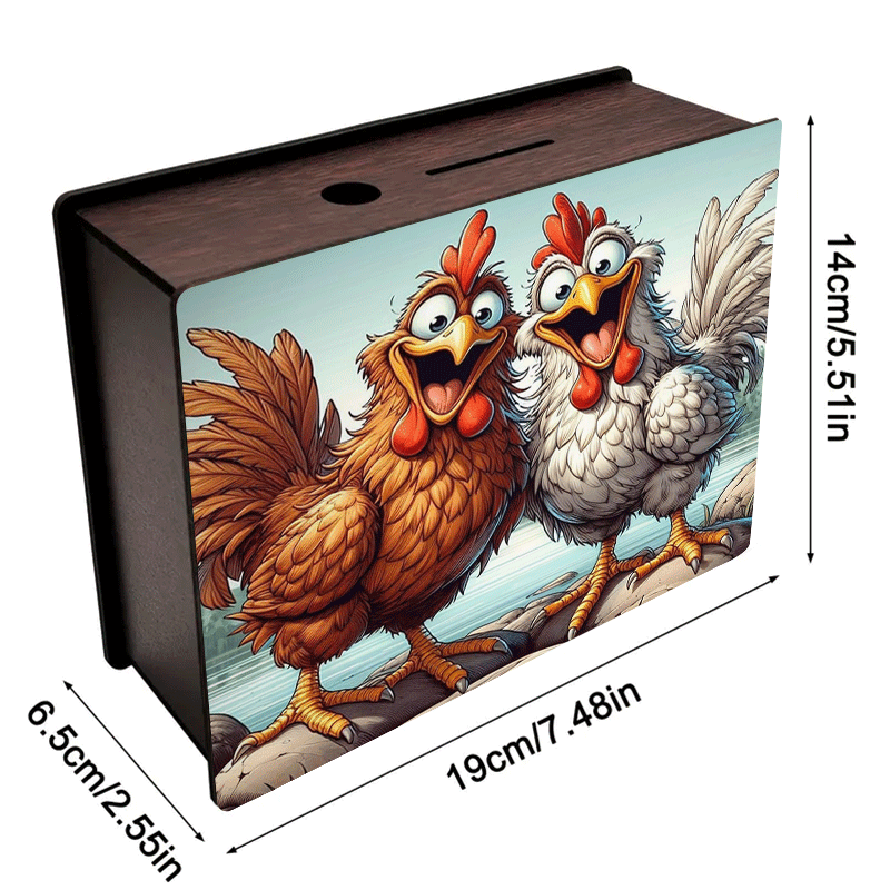 1 Tirelire en Bois avec un Motif Combin de Coq Joyeux un Excellent Cadeau pour la Saison des Remises de Diplmes et la Rentre Scolaire une Bocal  conomies Familial pour les Plans dpargne un Cadeau pour la Fte des Mres et la Fte des Pres une 
