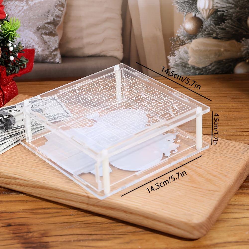 Tirelire acrylique défi d'épargne — grille de cent cases