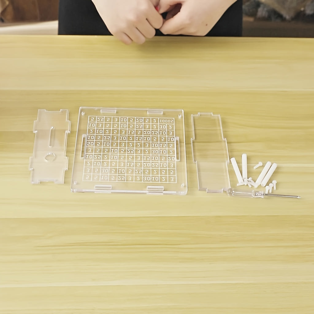 Tirelire acrylique défi d'épargne — grille de cent cases