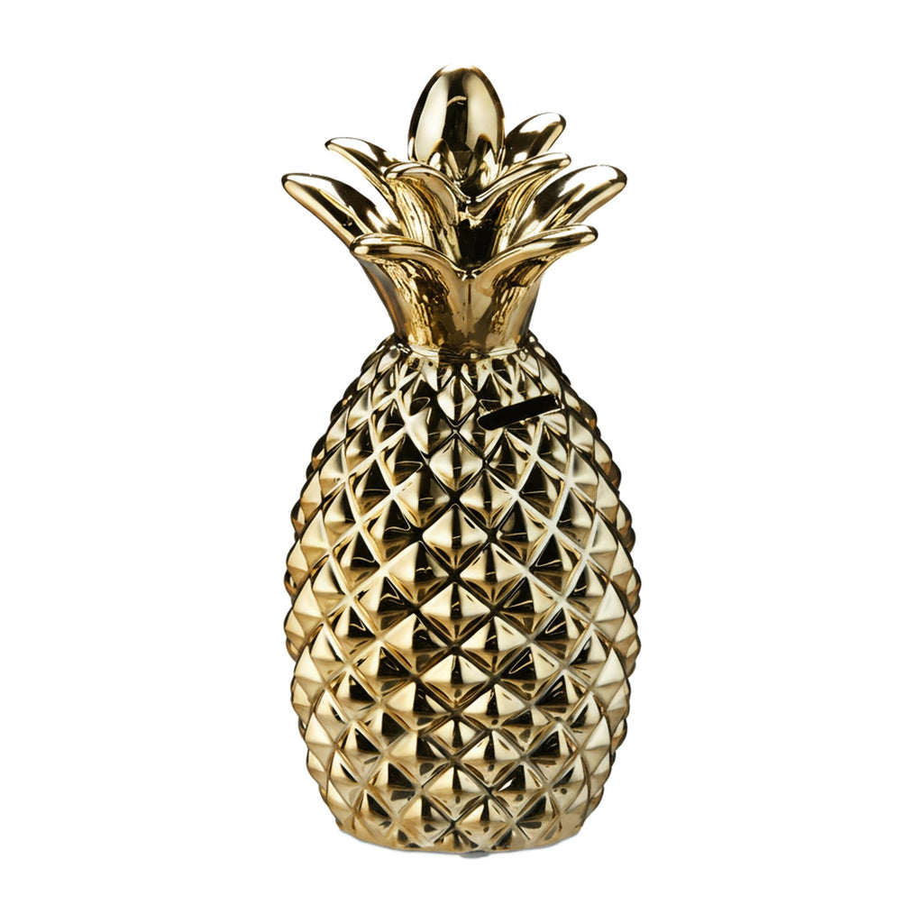 Tirelire ananas doré en céramique émaillée — 24 cm de haut