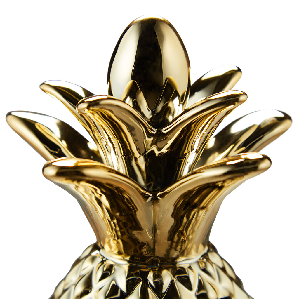 Tirelire ananas doré en céramique émaillée — 24 cm de haut