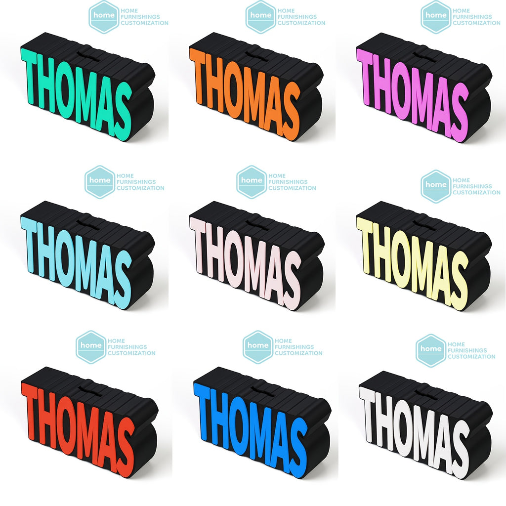 Tirelire bloc prénom en résine, 9 coloris de lettres