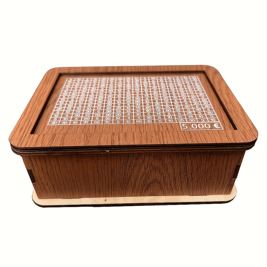 Tirelire en bois à grille effaçable, objectif 3000 ou 5000 €