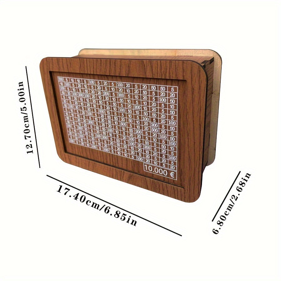 Tirelire en bois à cocher, objectif 500 €, feutre fourni