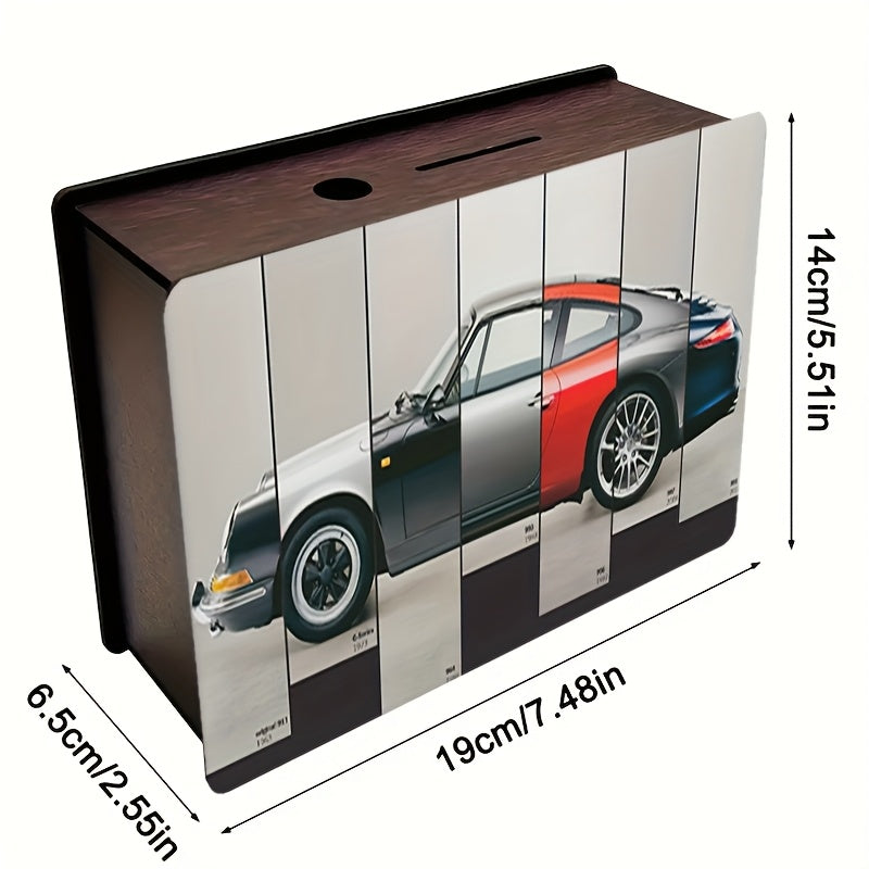 Tirelire coffret bois, sept générations d'un coupé sport