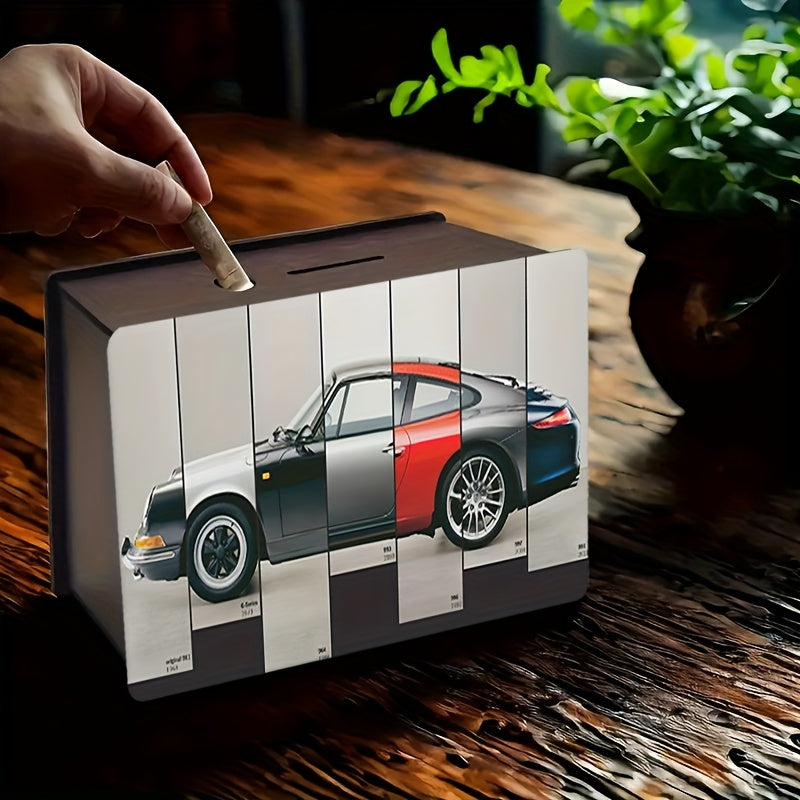 Tirelire coffret bois, sept générations d'un coupé sport