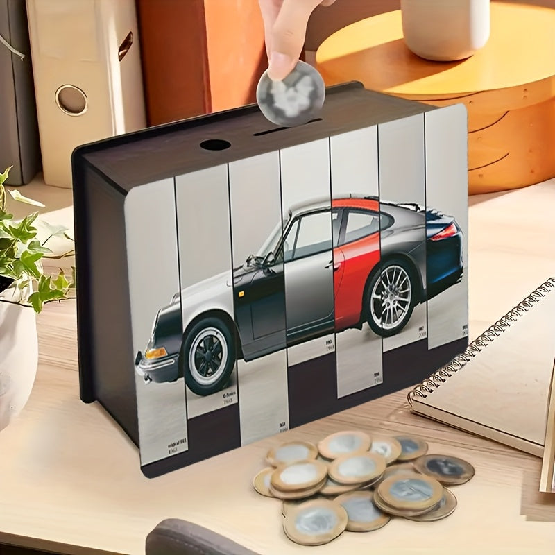 Tirelire coffret bois, sept générations d'un coupé sport