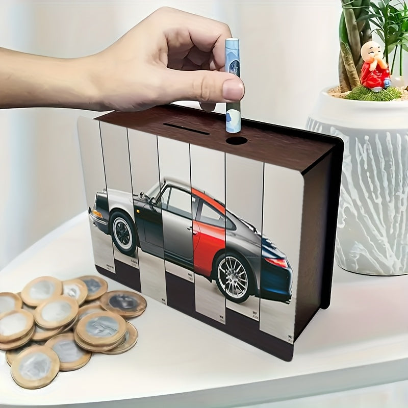 Tirelire coffret bois, sept générations d'un coupé sport