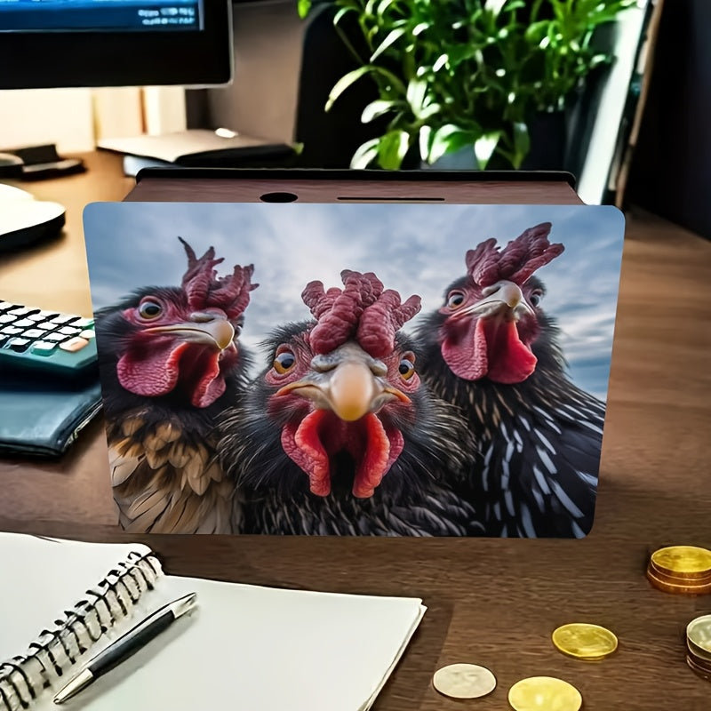 Tirelire boîte en bois photo de poules, gros plan