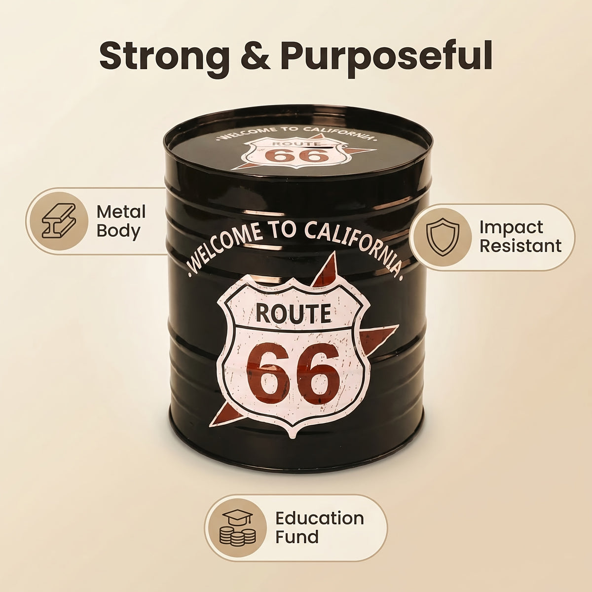 Tirelire boîte de conserve en fer, motif vintage aléatoire