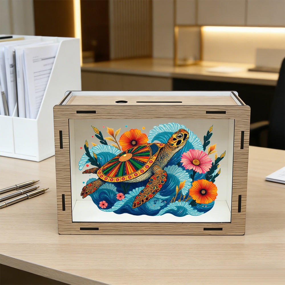 Tirelire boîte à grille d'épargne — Tortue marine, 20 cm