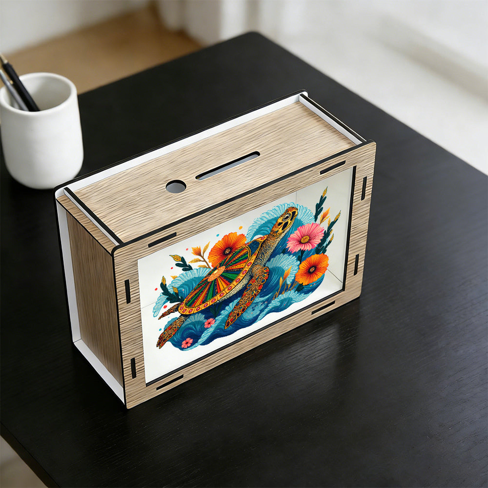 Tirelire boîte à grille d'épargne — Tortue marine, 20 cm