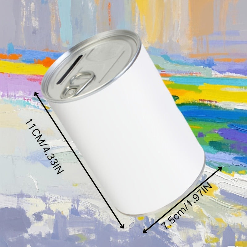Tirelire canette blanche à décorer soi-même, métal 11 cm