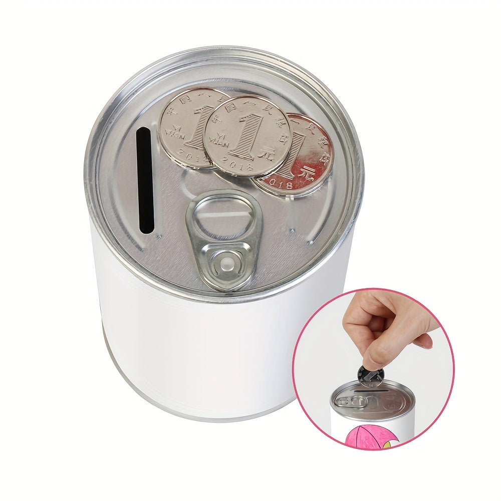 Tirelire canette blanche à décorer soi-même, métal 11 cm