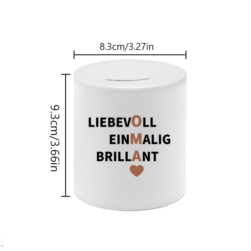 Tirelire en céramique blanche à message — 9,3 cm de haut