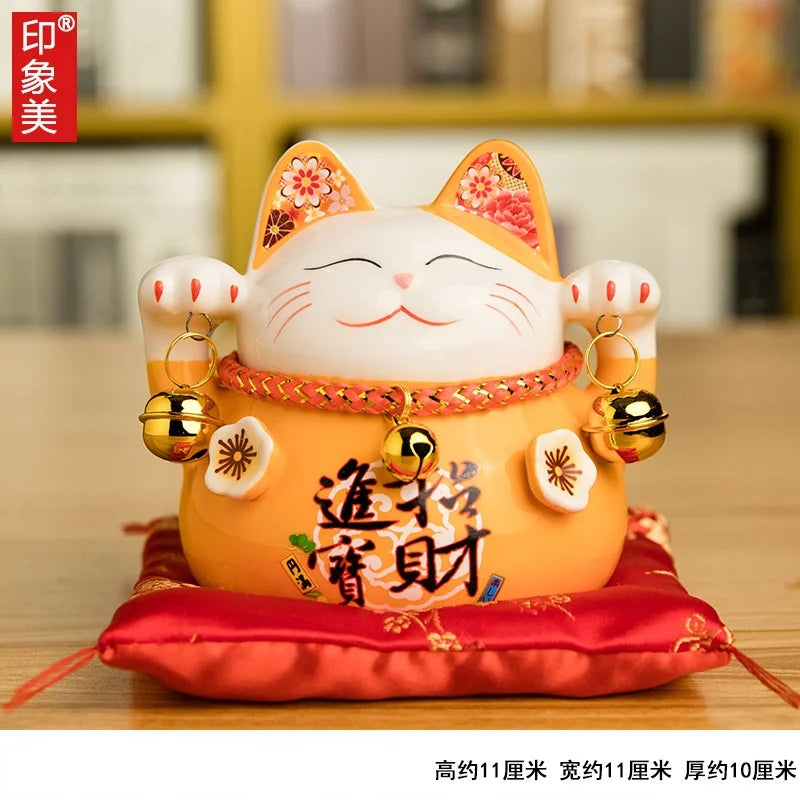 Tirelire chat porte-bonheur japonais en céramique