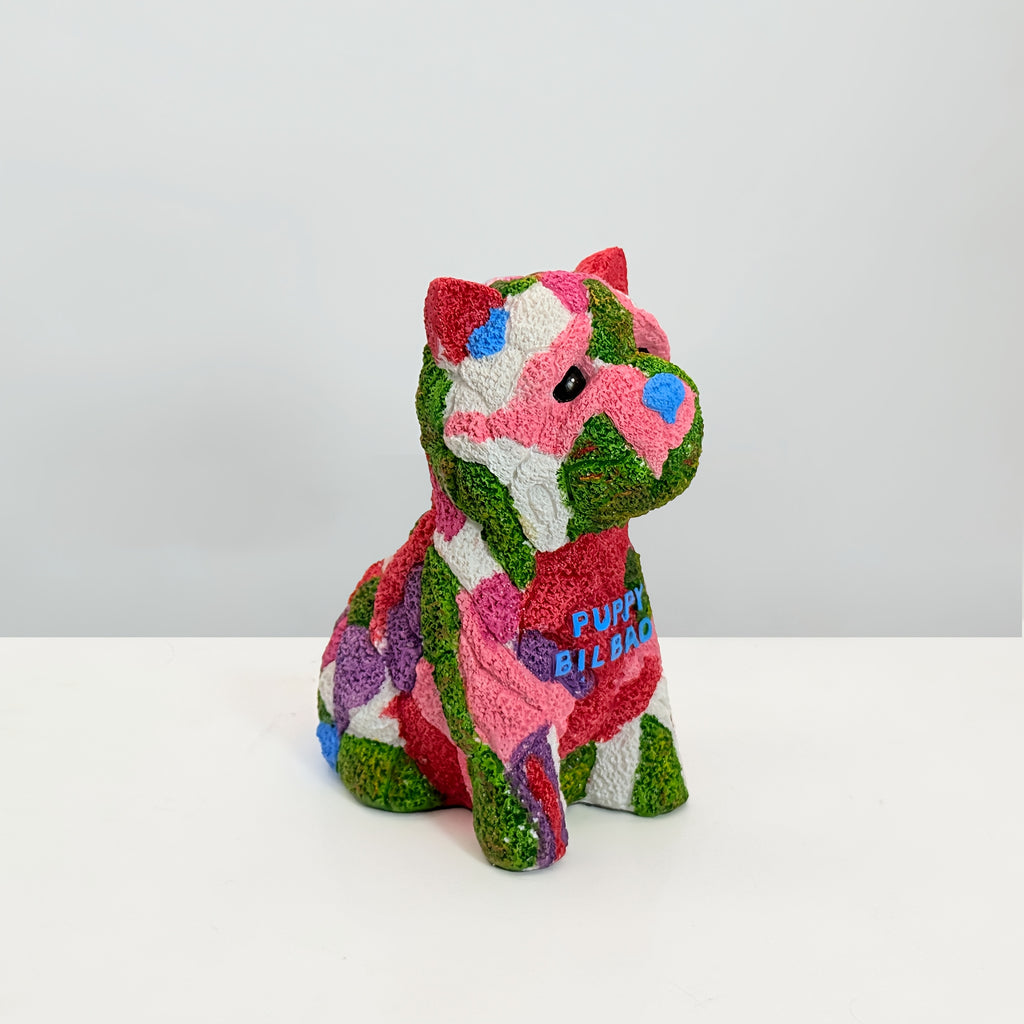 Tirelire chien en résine, sculpture pop