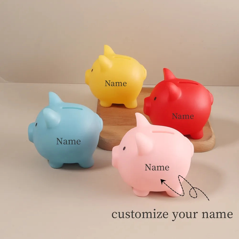 Tirelire cochon en plastique mat, quatre teintes