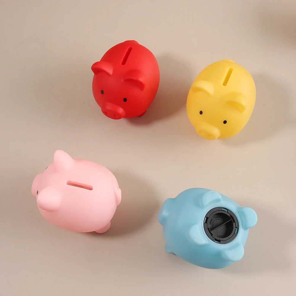 Tirelire cochon en plastique mat, quatre teintes