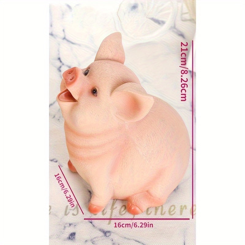 Tirelire cochon assis au poil gravé, gueule grande ouverte