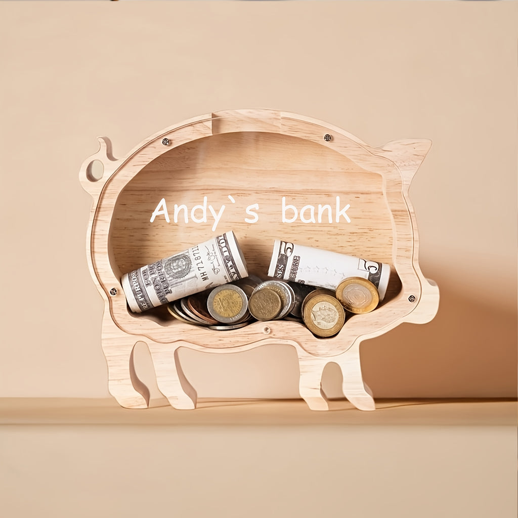 Tirelire cochon sur quatre pattes, bois non peint