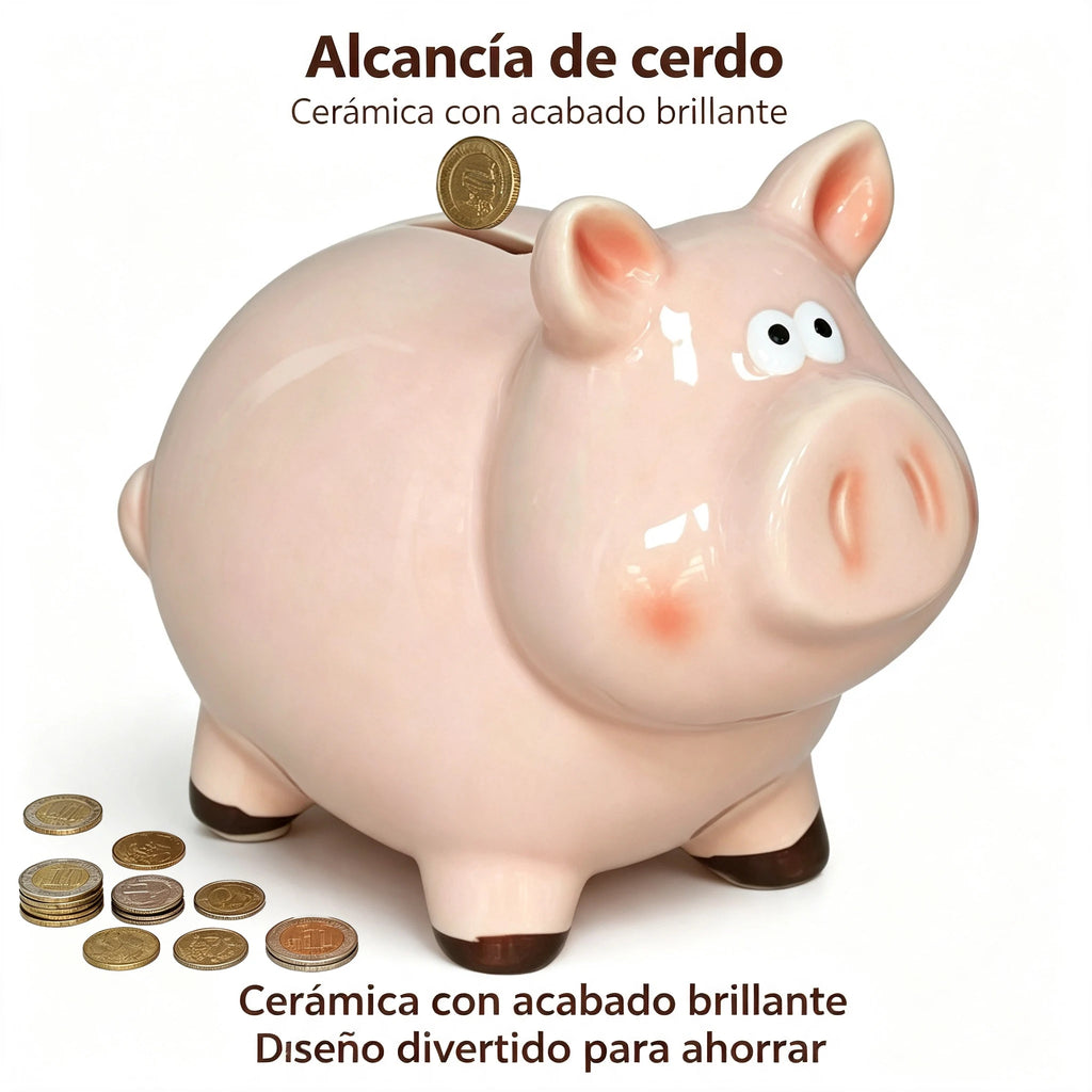 Tirelire cochon en céramique brillante à fente sur le dos