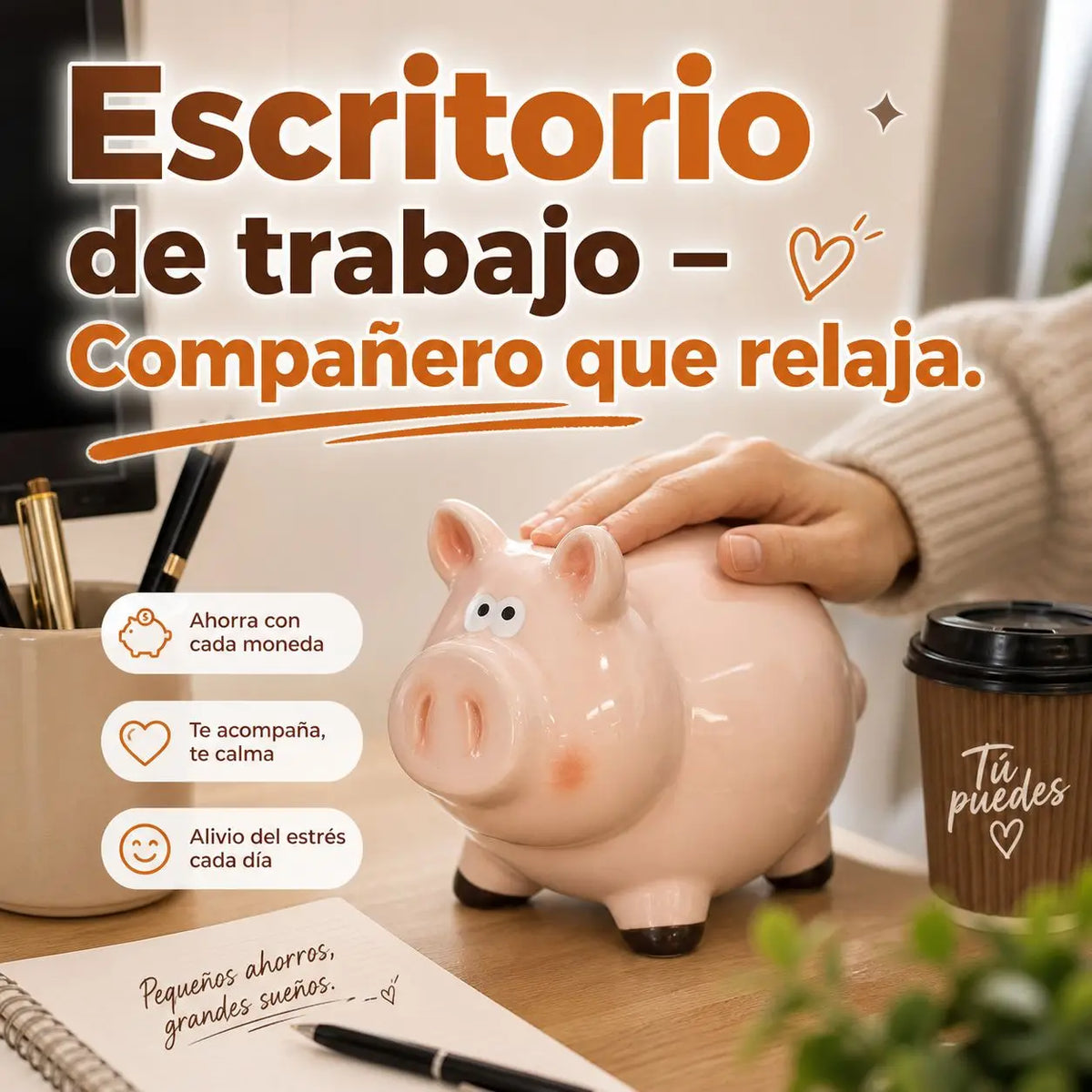 Tirelire cochon en céramique brillante à fente sur le dos