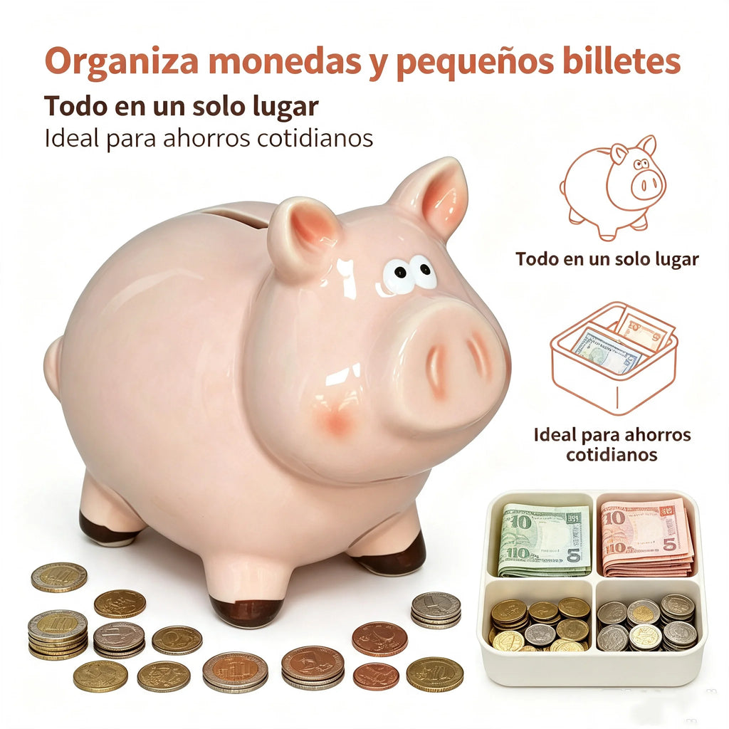 Tirelire cochon en céramique brillante à fente sur le dos