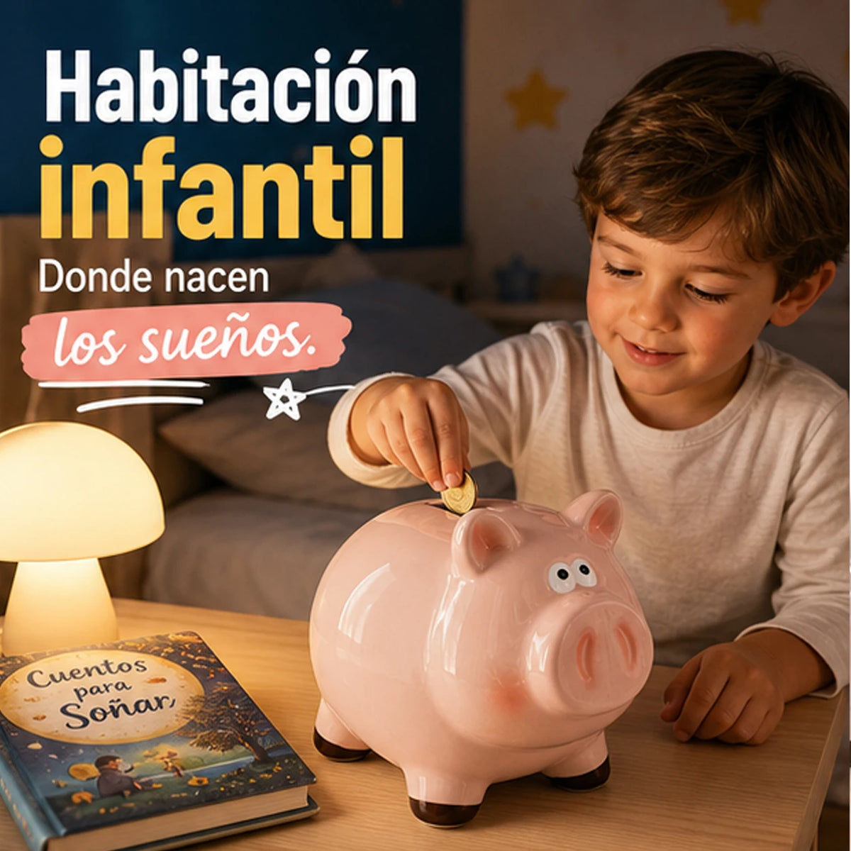 Tirelire cochon en céramique brillante à fente sur le dos