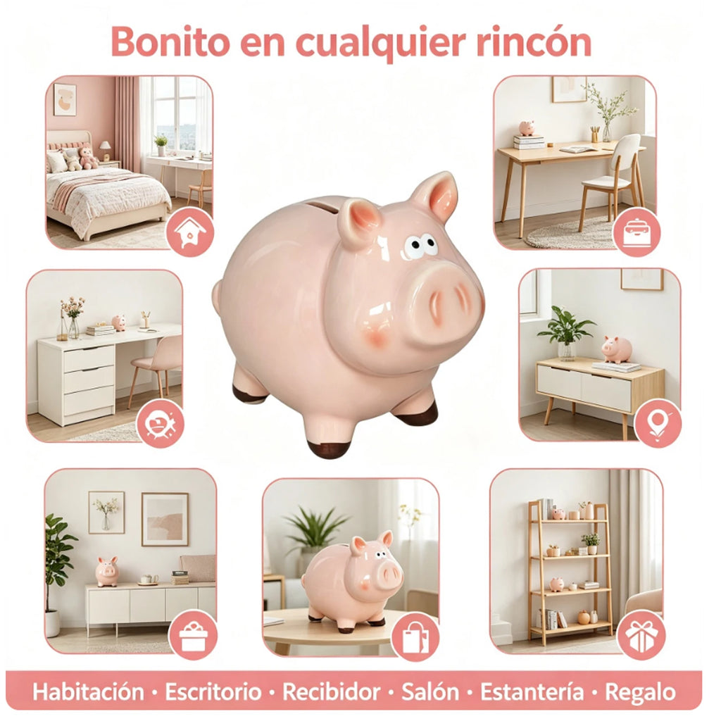 Tirelire cochon en céramique brillante à fente sur le dos