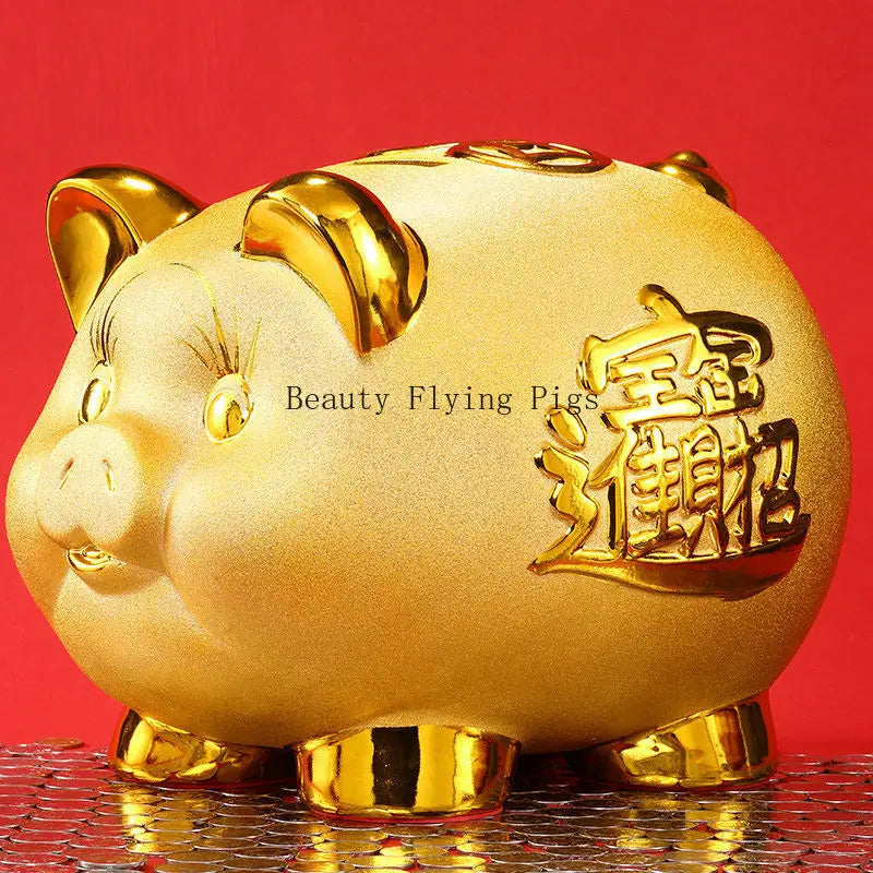 Tirelire cochon en céramique à caractères en relief