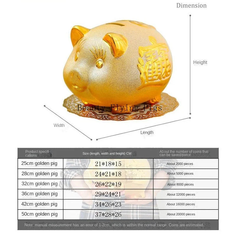 Tirelire cochon en céramique à caractères en relief