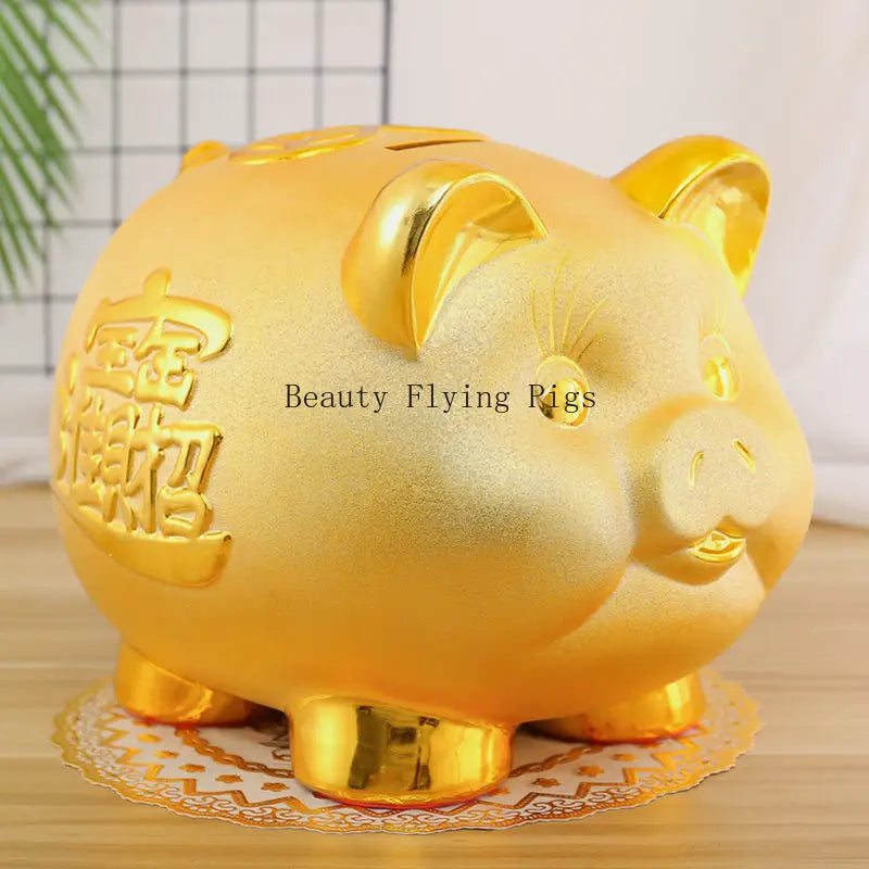 Tirelire cochon en céramique à caractères en relief