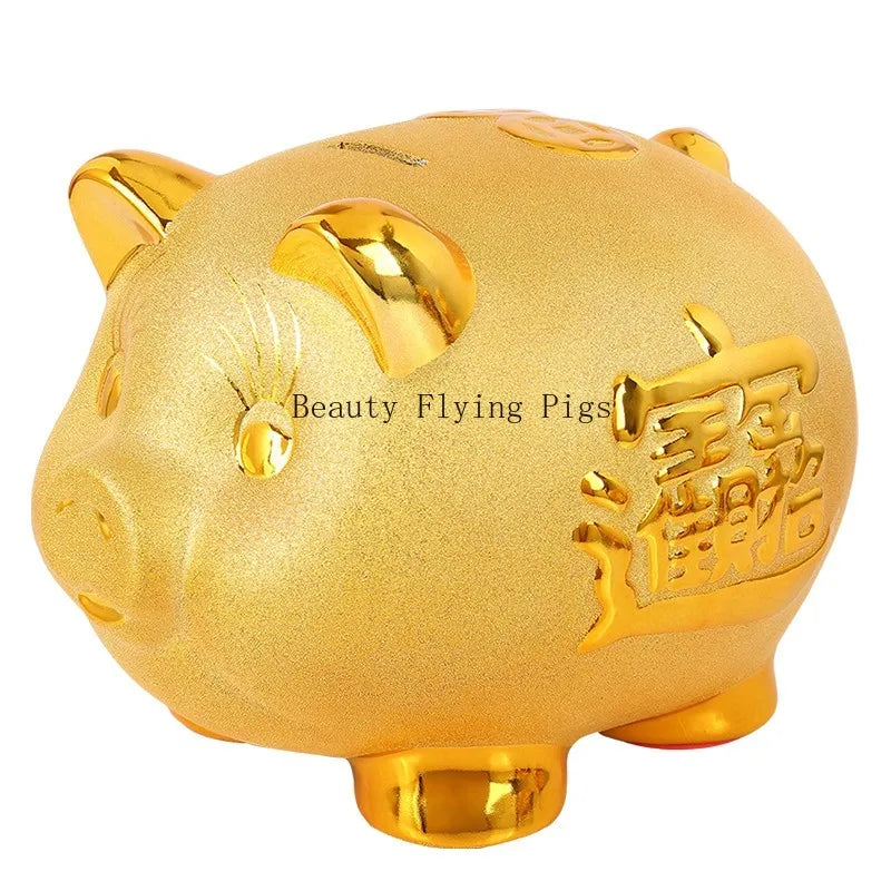 Tirelire cochon en céramique à caractères en relief
