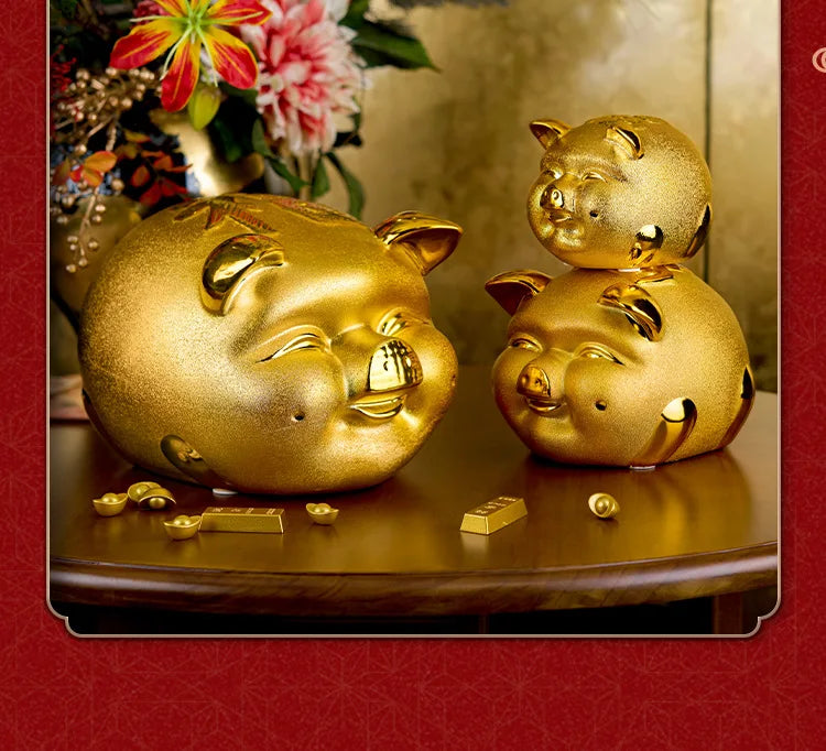 Tirelire cochon en céramique, porte-bonheur chinois