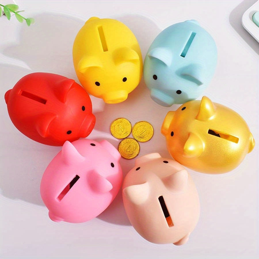 Tirelire cochon en plastique, bouchon sous le ventre