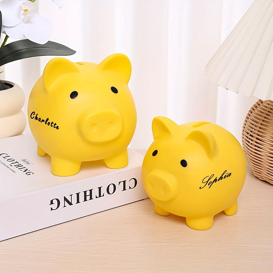 Tirelire cochon en plastique, bouchon sous le ventre