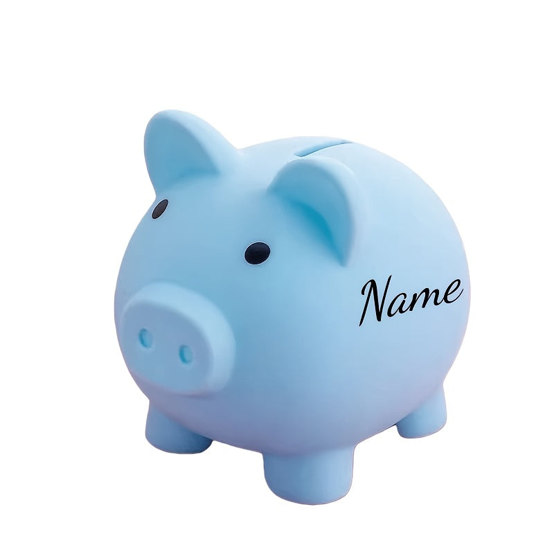 Tirelire cochon en satiné, fente à pièces et billets