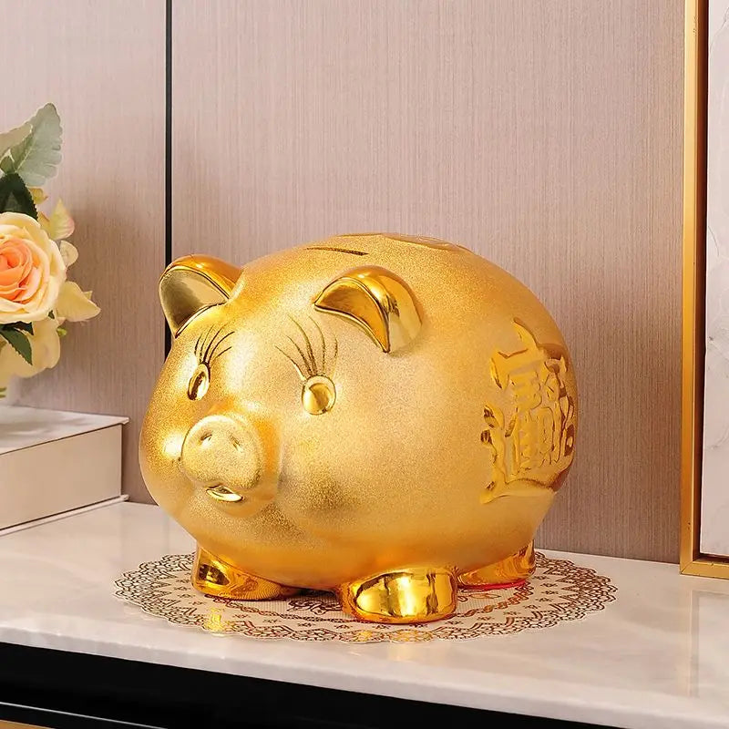 Tirelire cochon en céramique émaillée, sept tailles