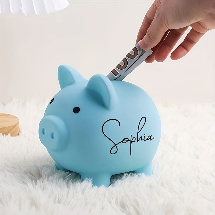 Tirelire cochon en plastique, bouchon amovible sous le ventre