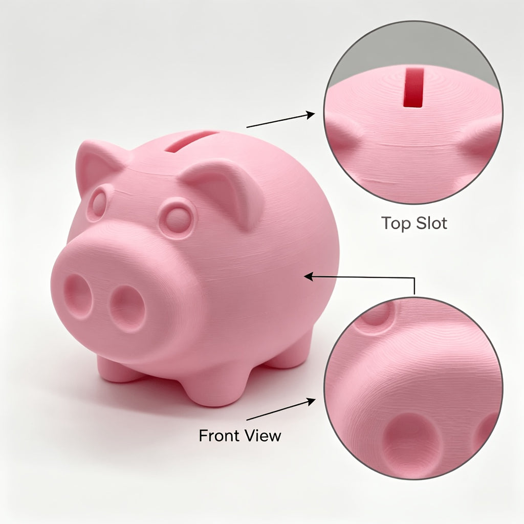 Tirelire cochon en plastique strié, long