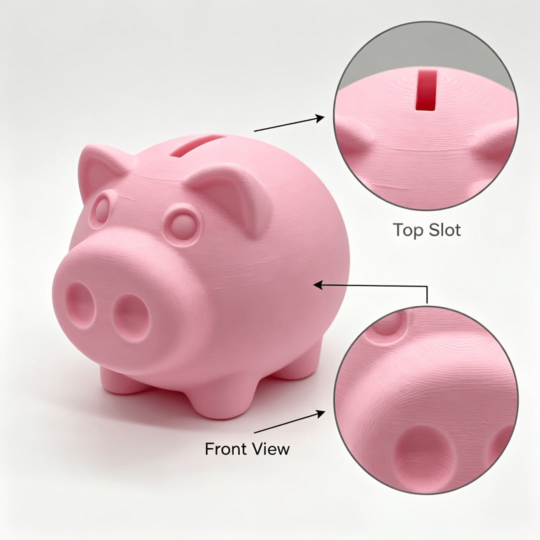 Tirelire cochon en plastique strié, long