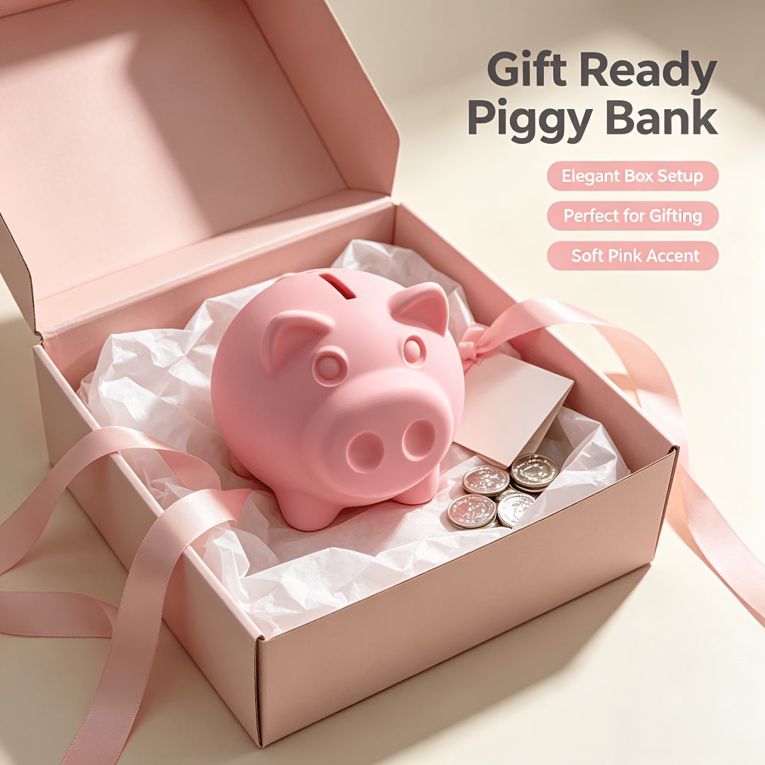 Tirelire cochon en plastique strié, long