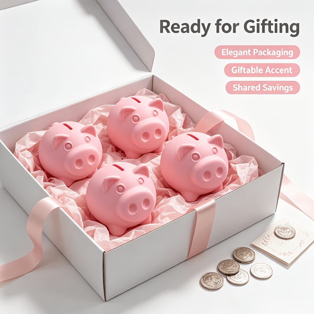Tirelire cochon en plastique strié, long